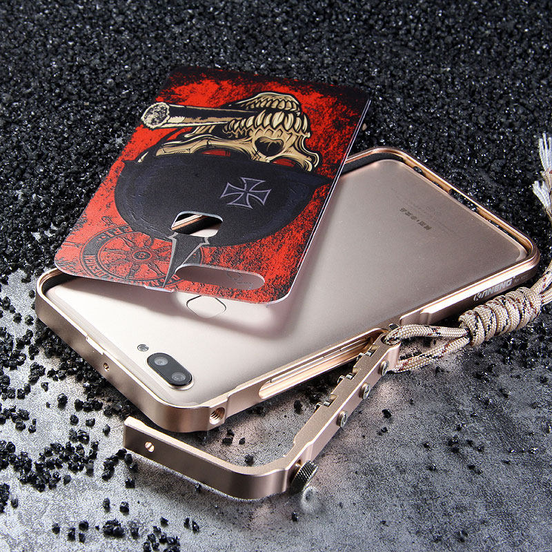 KANENG Mechanical Arm Trigger Aluminum Bumper Metal Frame 3D Cameo Back Cover Case for vivo X20