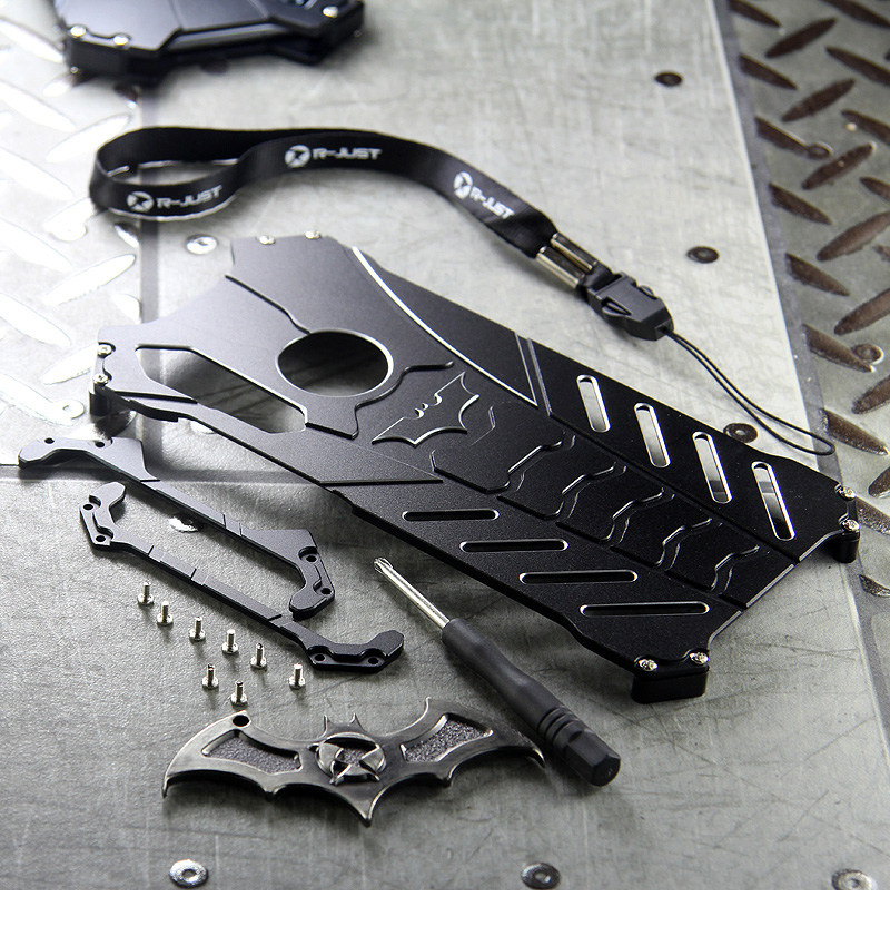 R-Just Batman Shockproof Aluminum Shell Metal Case with Custom Batarang Stent for Huawei P20 & Huawei P20 Pro & Huawei P20 Lite & Huawei nova 3e