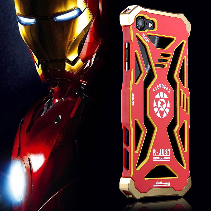 R-Just Avengers Superhero Aluminum Metal Frame Shockproof Macromolecular Materials Case Cover for Apple iPhone 7 Plus