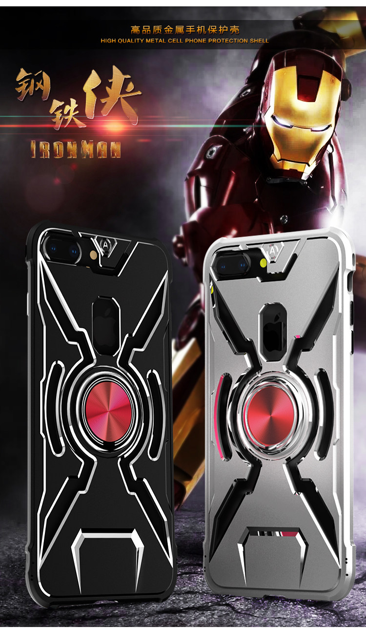WK Iron Man Military Grade Shockproof Screw-less Metal Case w/ Ring Holder for Apple iPhone 8 Plus/7 Plus/6S Plus/6 Plus & iPhone 8/7/6S/6