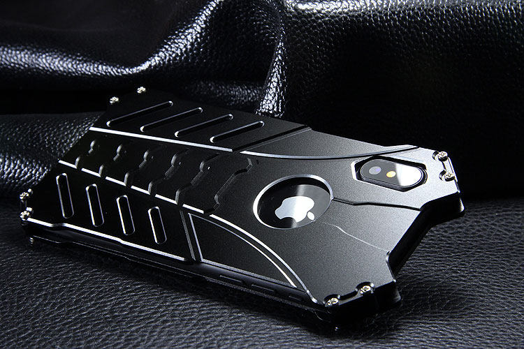 R-Just Batman Shockproof Aluminum Shell Metal Case with Custom Batarang Stent for Apple iPhone X