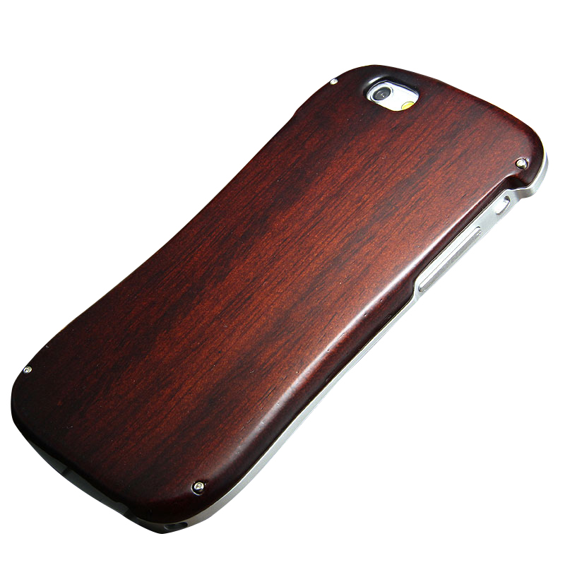 Armor King Allure Wood Neo Hybrid Aluminum Metal Frame Real Wooden Back Cover Case for Apple iPhone 6S/6