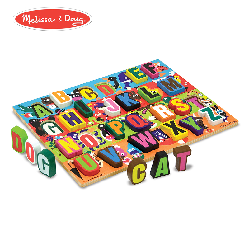 American Melissa Doug large thickened letter puzzle early education hand grab puzzle children's puzzle toys