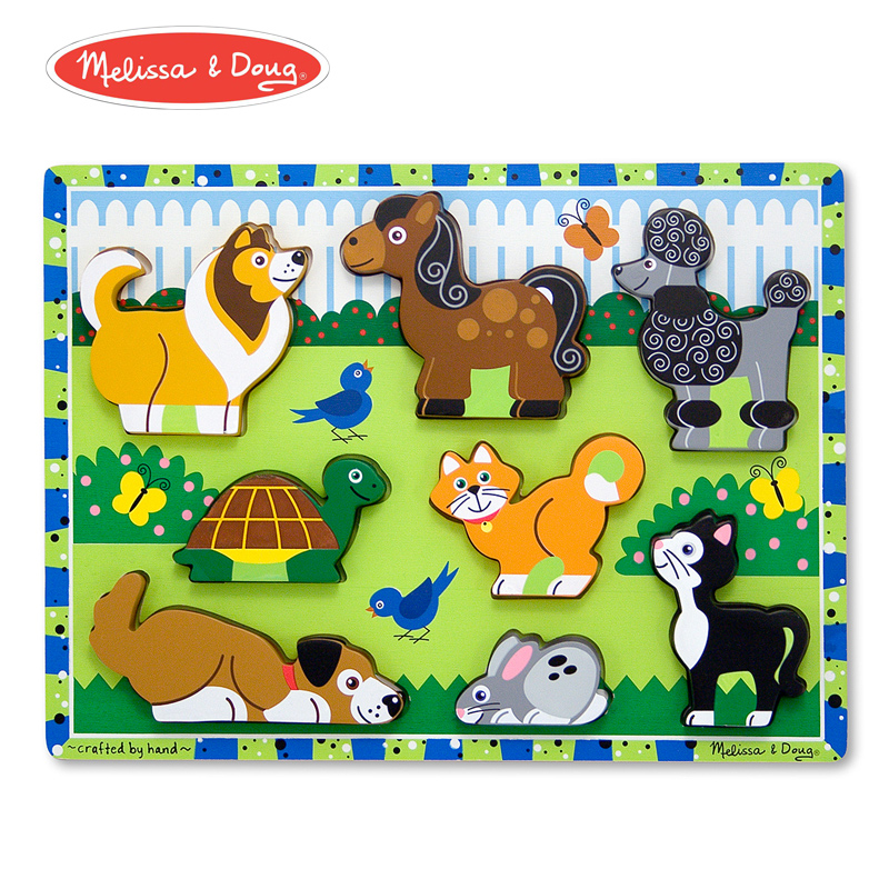 American Melissa Doug pet thickening puzzle children's wooden puzzle toys early education educational toys
