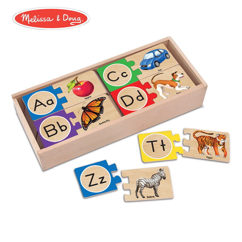 American Melissa Doug Self-Correcting Alphabet Puzzle Children Early Education Puzzle Wooden Toy Puzzle