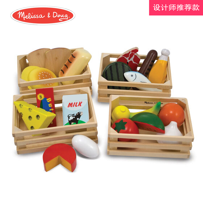 American Melissa & Doug Wood Food Combo Set Passing Home Food Fruit Simulation Toys