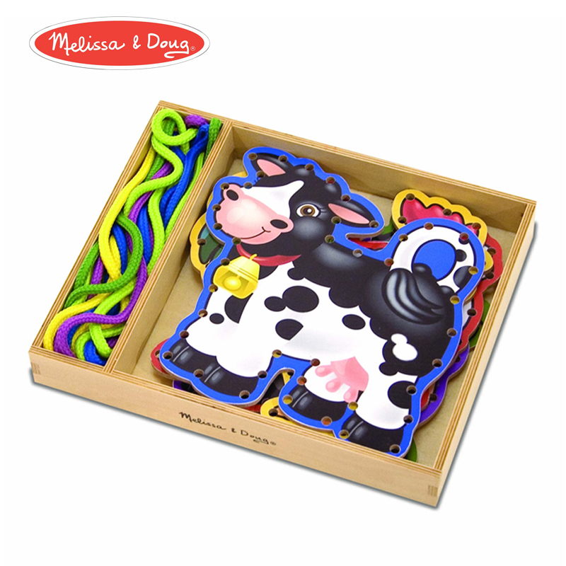 American Melissa Doug Farm Animals Wear Rope Toys Early Teach Toys Puzzle Children Woody Toys