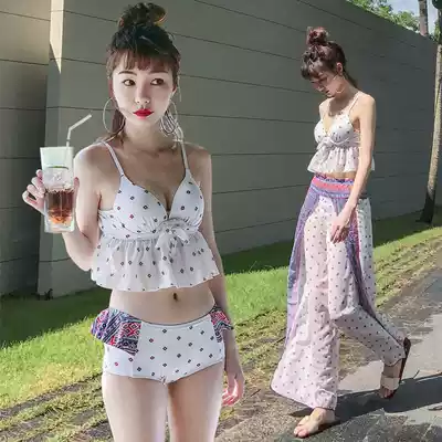 Swimwear women's three-piece bikini two-piece small breasts gather thin sex Beach skirt Korean student swimming trunks