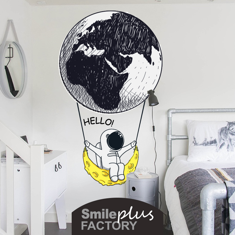Space Swing SWING CREATIVE WALL STICKERS LIVING ROOM TV BACKGROUND WALL BEDROOM WALLPAPER WALL PAPER WALL DECALS WALL PAPER SELF-STICK