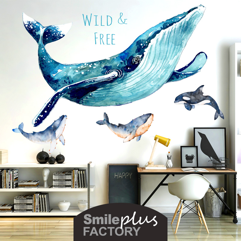 Whale sticky stickers dormitory poster wall stickers bedroom renovation room bedside TV background wall decoration self-adhesive