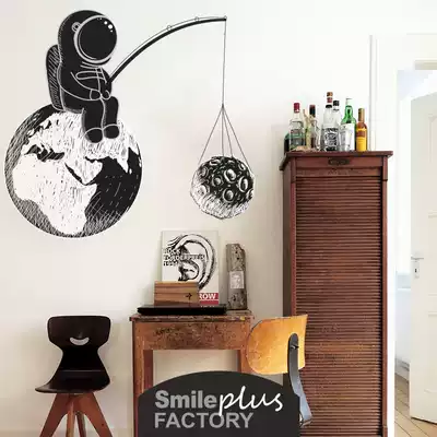 Astronaut creative wall sticker School dormitory decoration rental house bedroom transformation room personality background sticker art
