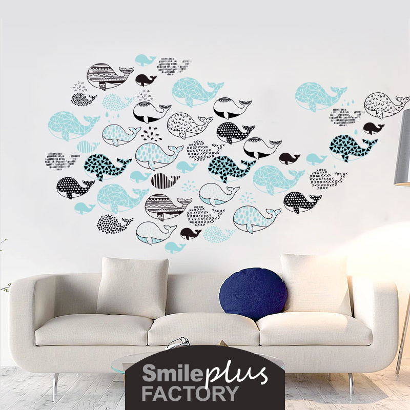 Small Whale Room Wall Mesh Red Rental House Renovation Cozy Rental Bedroom God Instrumental Decoration Wall Sticker