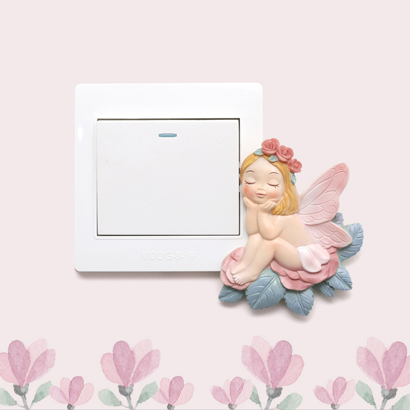 Huaxianzi resin switch sticker wall sticker light switch protective cover living room 3d stereo wall sticker socket decoration