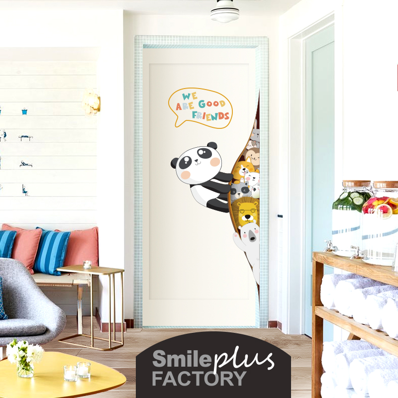 Children's creative door stickers wall stickers Painted Bedroom room Wall Decorative Wallpaper 3D Solid Wall Self-adhesive Wallpaper