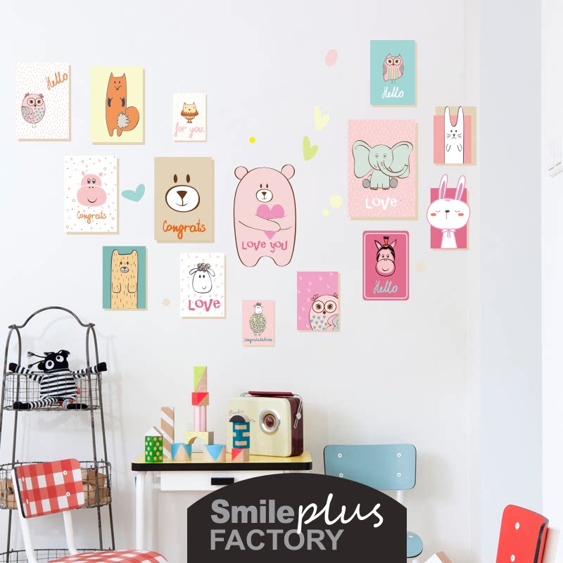 Cartoon Avatar Girl Hearts Room Adornment Sofa Wall Stickers Mesh Red Bedroom Wall Stickler Placement