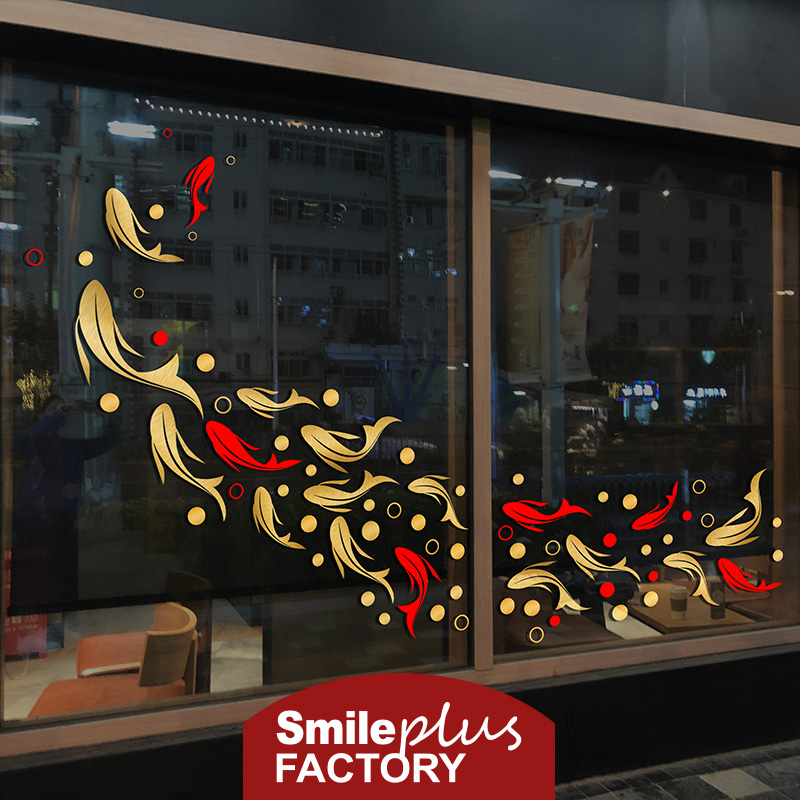 Fish Shop Opening Decoration Stickers Mall Window Decoration Scene Arrangement Door Stickup Window Stickler Glass Stickers