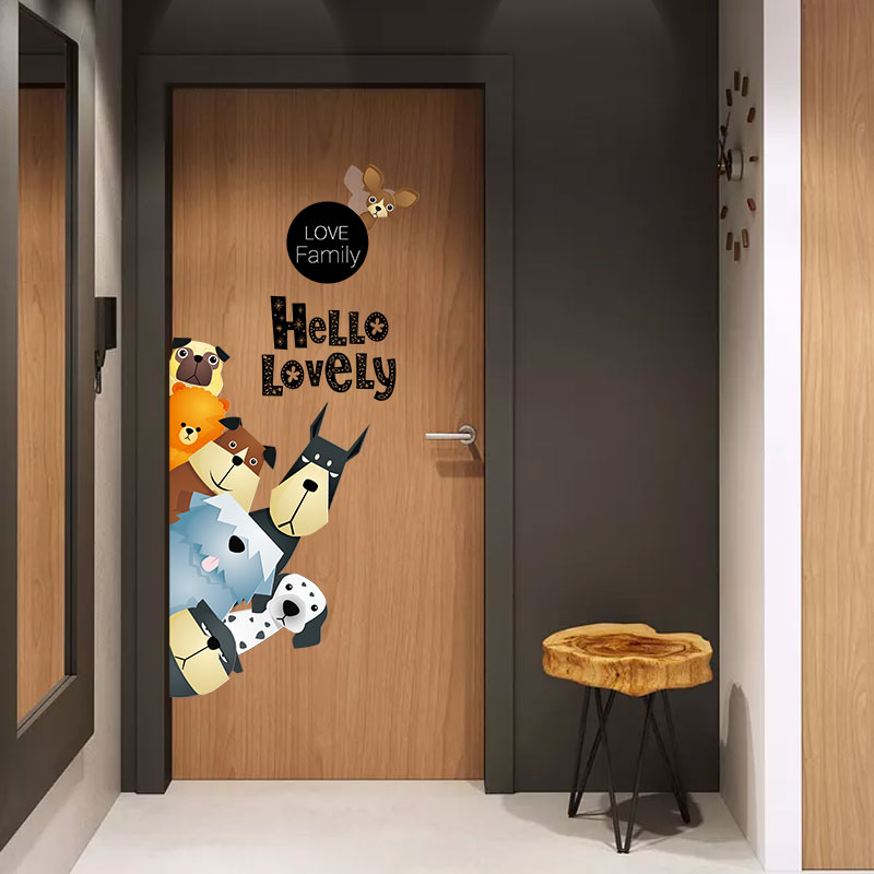 Bedroom wall sticker decoration creative personality children's door sticker room cute arrangement small pattern wallpaper self-adhesive