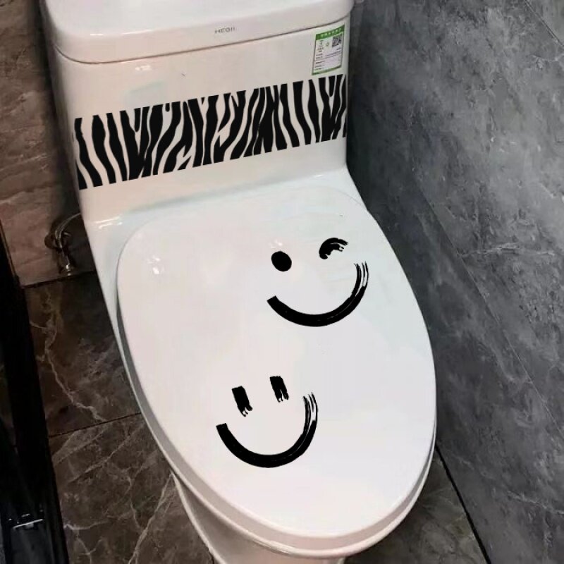 Creative funny wall with cute smiley facial personalized bathroom toilet toilet sticker waterproof self-paste sticker