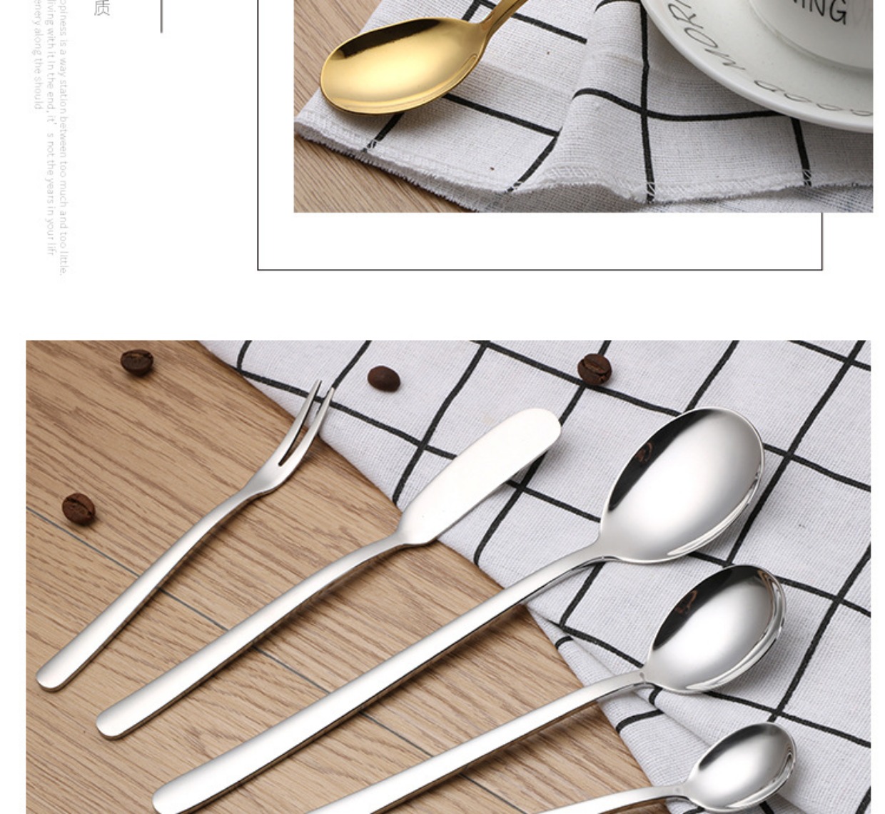 Thép không gỉ Hàn Quốc 304 muỗng trái cây nĩa dài tay cầm thìa cơm gia đình tráng miệng thìa thìa cà phê thìa khuấy - Cà phê phin pha cafe inox lớn