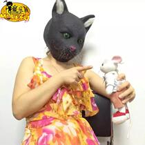 Cute Black Big Face Cat Headgear Black Cat Sheriff Mask Children Mask School Program Performance Activities Early Teach Animals