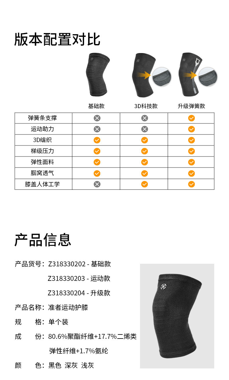 准者运动护膝篮球装备健身膝盖关节保暖护具专业跑步男女训练弹力 准者运动护膝篮球装备健身膝盖关节保暖护具专业跑步男女训练弹力