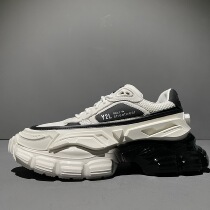 European and American beef leather machine A thick bottom black and white mesh surface heightening of old daddy shoes mens and womens shoes Breathable Sports Casual White Shoes