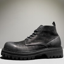 Frosted Leather Black Retro Martin Boots Man Wear Resistant Short Boot Day Series Thick Bottom Light Weight Locomotive Boots Genuine Leather Tooling Leather Boots