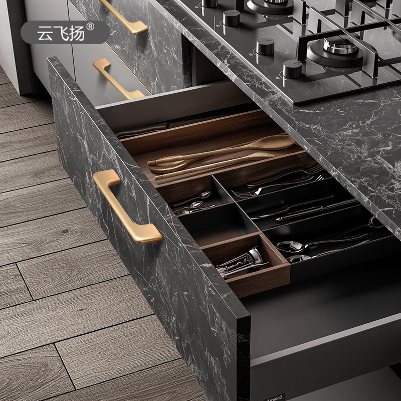 Drawers handle cabinet doors light and luxurious modern minimis upscale gold Nordic European-style wardrobe Kitchen Cabinet Handle Black