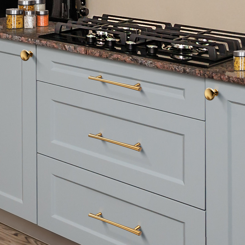 Cabinet door handle gold Chinese wardrobe drawer handle modern simple furniture cabinet US-European style single hole handle