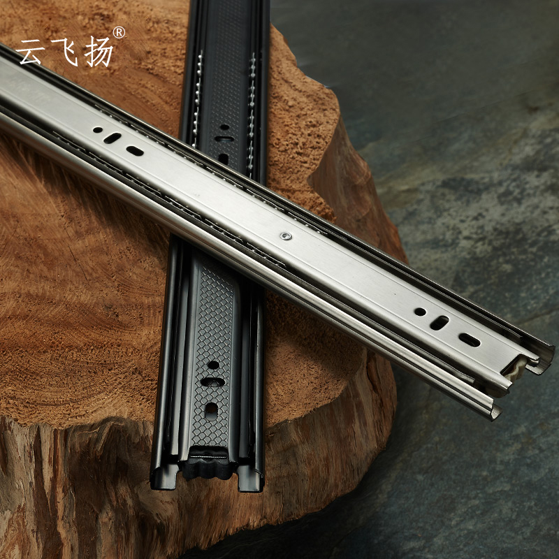 DRAWER TRACK STAINLESS STEEL CUSHION DAMPER BALL GUIDE KEYBOARD TROUGH FURNITURE SLIDE RAIL SLIDE SILENT 3 THREE-SECTION RAIL