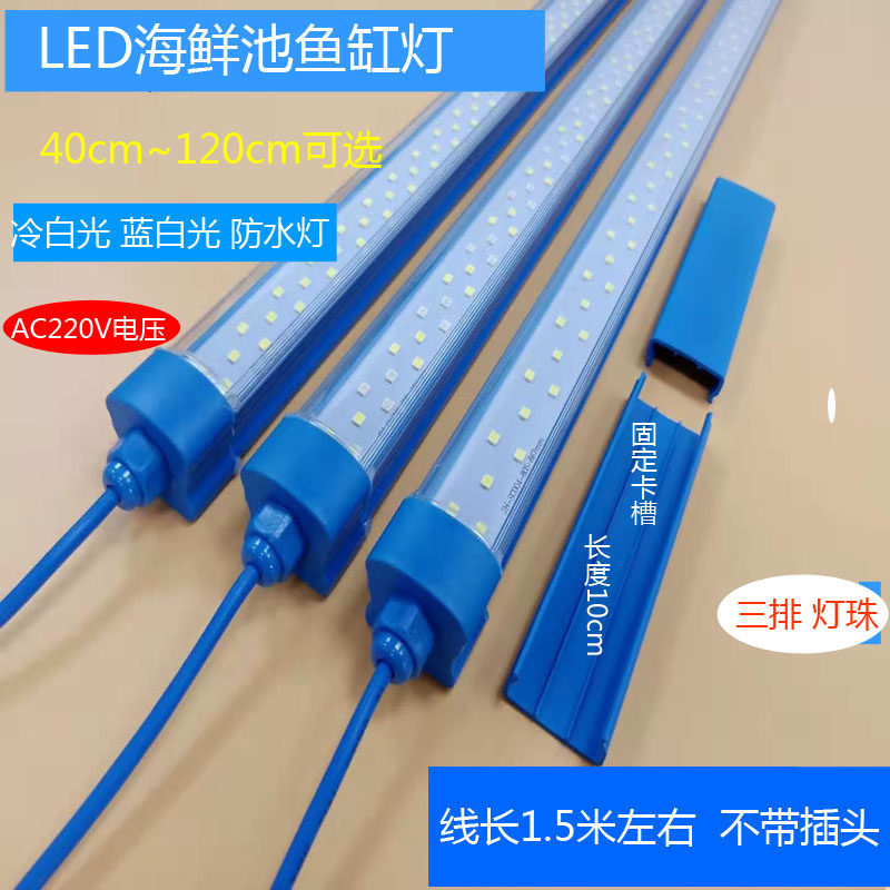 Fish tank lamp LED light strip lighting aquarium crab seafood pool light cold white blue white light 220V40 ~ 150cm