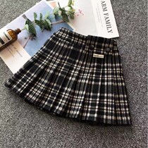 girls' pleated skirt autumn winter woolen 2022 new spring autumn plaid short skirt for big kids