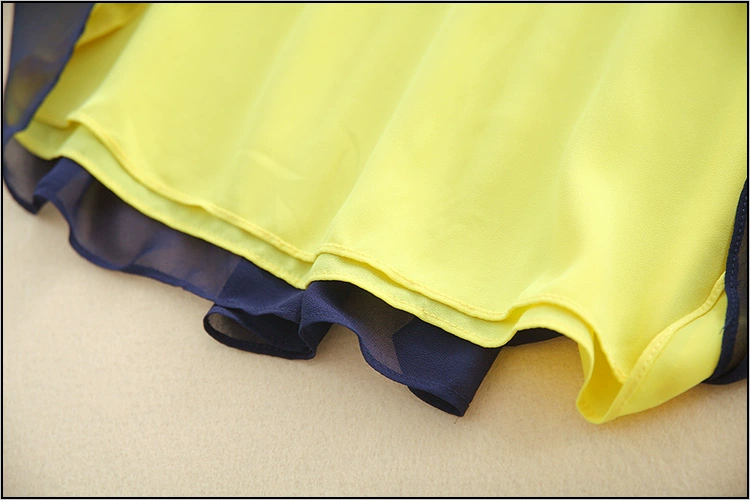 Đầm xòe nữ tính 2019 phiên bản Hàn Quốc của đầm voan tay dài thon dài 330105 màu xanh