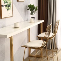 High table small Nordic long coffee bar table and chair solid wood table white living room industrial wall narrow table household wind