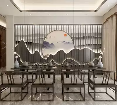 Customized indoor outdoor private villa courtyard garden antique stainless steel partition titanium alloy background wall landscape porch