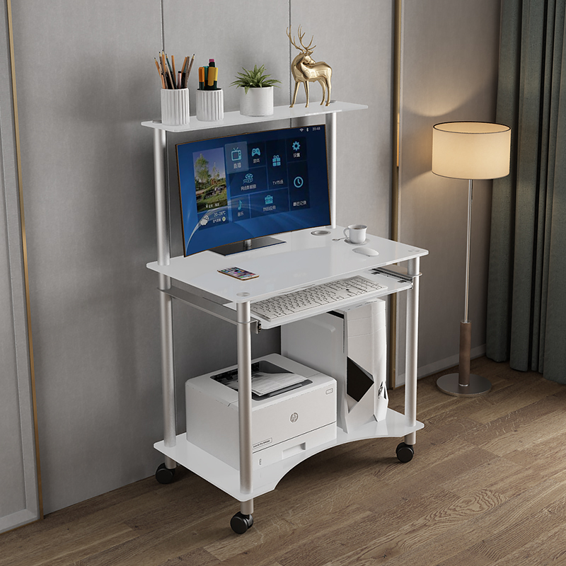 Tempered Glass Computer Desk Desktop Small Apartment Home Bedroom Living Room Movable Aluminum Alloy Laptop Desk Tempered Glass Computer Desk Desktop Small Apartment Home Bedroom Living Room Movable Aluminum Alloy Laptop Desk