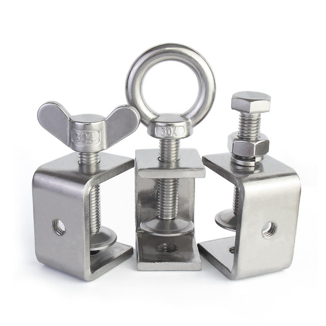 304 stainless steel tiger clamp clamp U-shaped C-shaped clamp steel pipe square fixed clamp hand-tightened lifting ring clamp