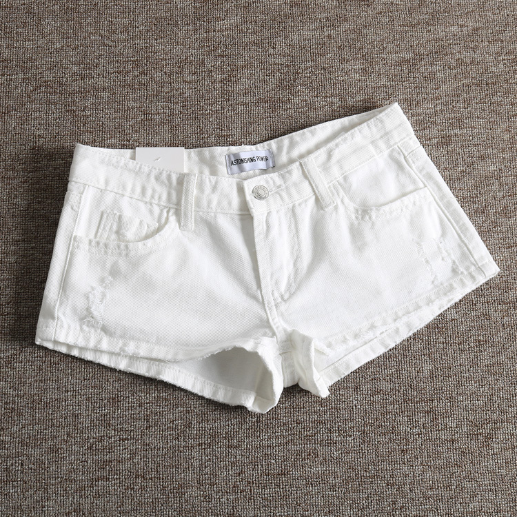 Transform into Supermodel Legs in Seconds: European and American Retro Washed Distressed Sexy Low-Waisted Leg-Lengthening Mini Denim Shorts for Women