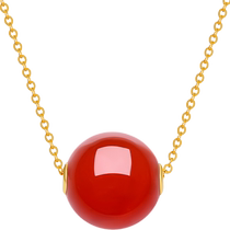 Saturday Fortune Gold and Jade Necklace Womens Yellow 18K Gold and Red Agate Pendant Set Chain Official Holiday Gift
