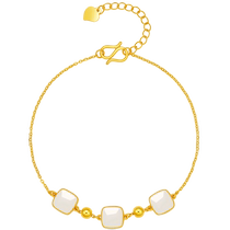 Saturday blessing gold Hetian jade bracelet golden jade and auspicious bracelet gold inlaid jade bracelet gift for girlfriend on Chinese Valentines Day