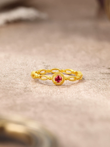 Женское кольцо из цельного золота Saturday Fortune 5G, новая винтажная серия в китайском стиле в стиле ретро, золото, инкрустированное красочными сокровищами в подарок