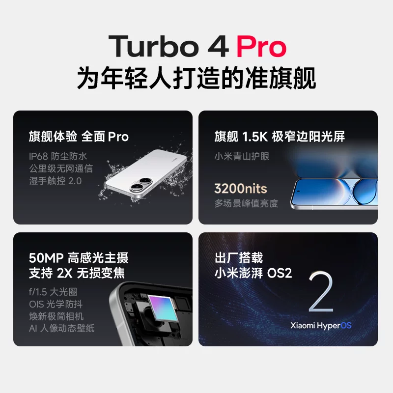 Смартфон Redmi Note REDMI Turbo 4 Pro новый продукт, процессор Qualcomm, поддержка быстрой зарядки 90W