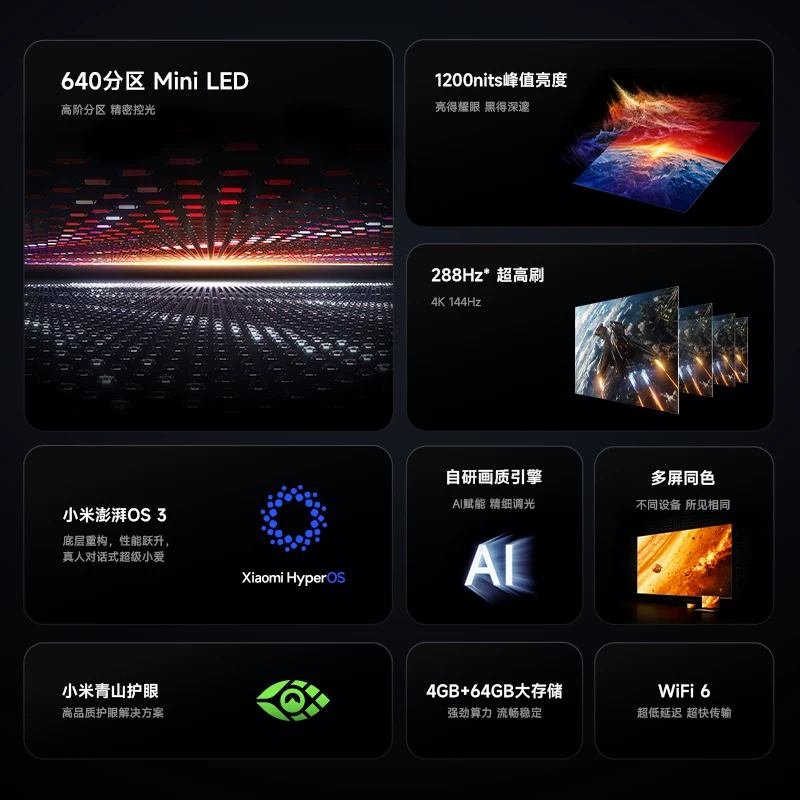 [MiniLED телевизор] Xiaomi REDMI TV X85-дюймов 288Гц высокооборотная 640-разделенная плоская панель телевизор