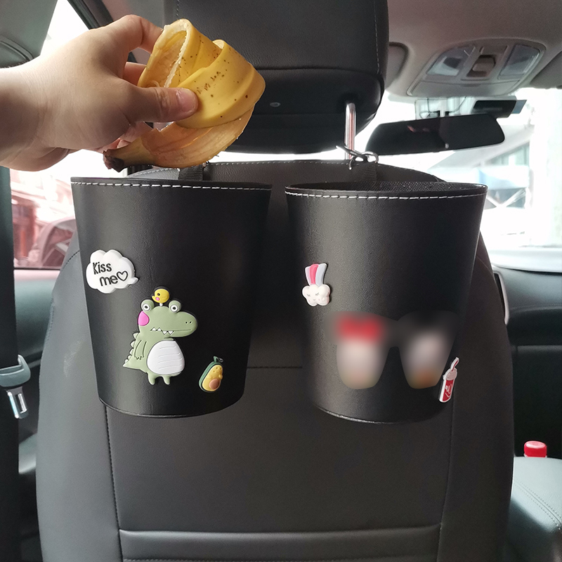In-vehicle trash can car with front row rear rear special car for supplies storage barrel Multi-functional cute cartoon barrel