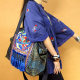 Mia Original Ethnic Style National Tide Retro Art Embroidery Tassel Shoulder Messenger Bag Large Capacity Travel Denim Bag