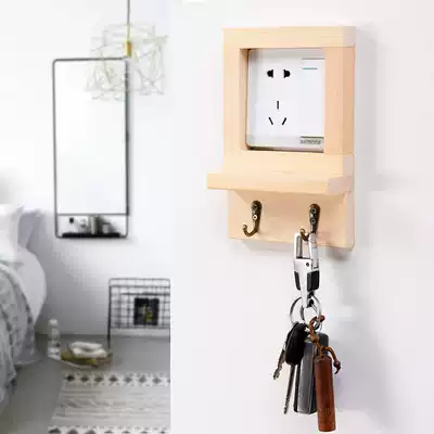 Switch stickers solid wood hangable socket entrance door decoration adhesive hook pastoral wind switch anti-dirty panel protective cover