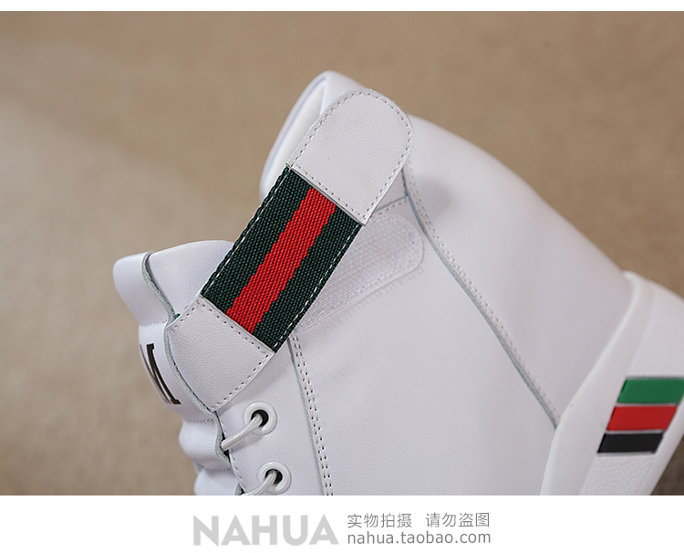 Giày nữ tăng trong mùa thu 2019 Giày thể thao cao cổ màu đen mới 8cm da cotton mùa đông hoang dã - Giày cao gót giày the thao nữ hàng hiệu