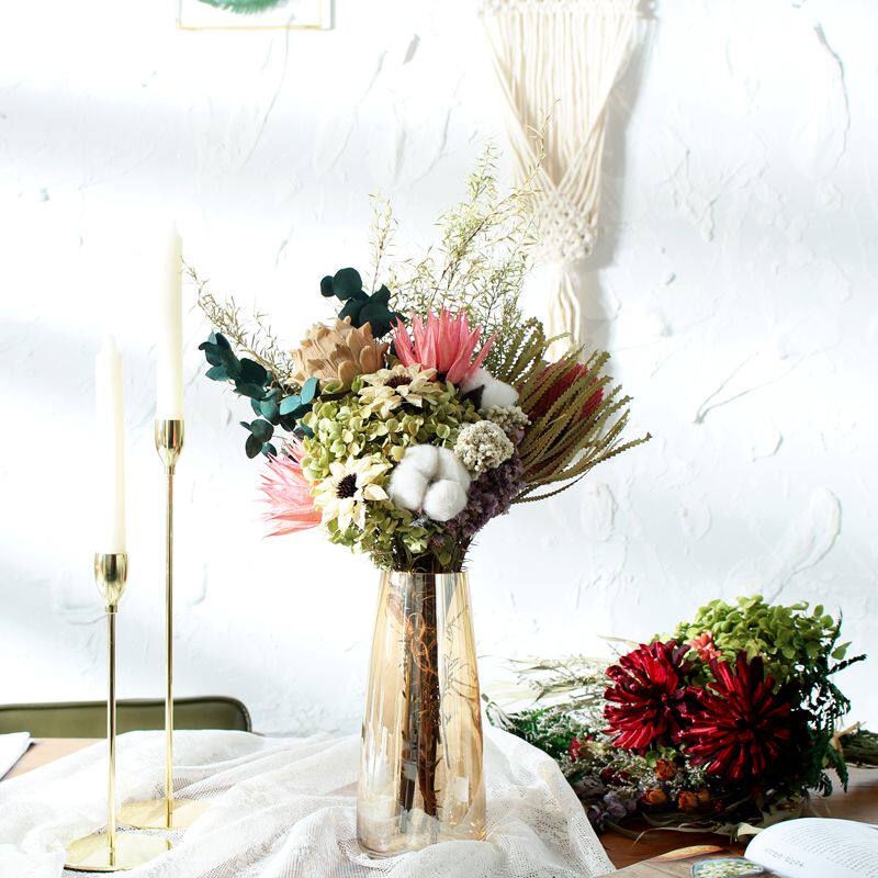 True floral Diy dry flower flower arrangement floral suit hands with bouquet home embroidered ball flower Eugalie table decoration-Taobao