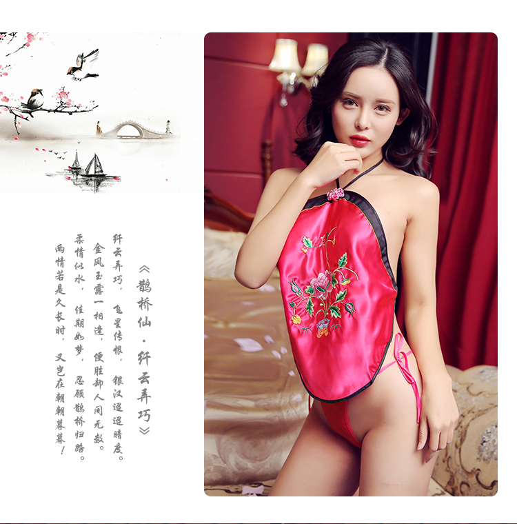 Thêu lady dành cho người lớn tạp dề kích thước lớn phong cách Trung Quốc sexy cổ ladies sexy áo ngực