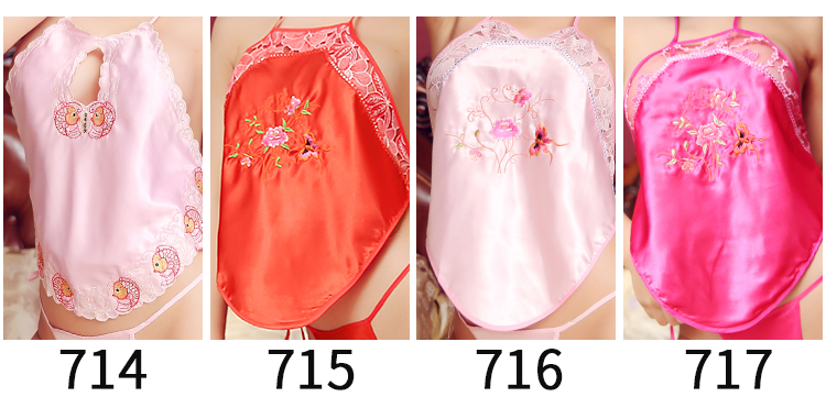 Thêu cổ bụng tạp dề ladies sexy dành cho người lớn bộ cung điện tạp dề dây đai gió quốc gia bộ đồ ngủ 2 dây